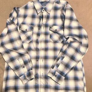 DIXXON Blue and White Plaid Shirt Jacket